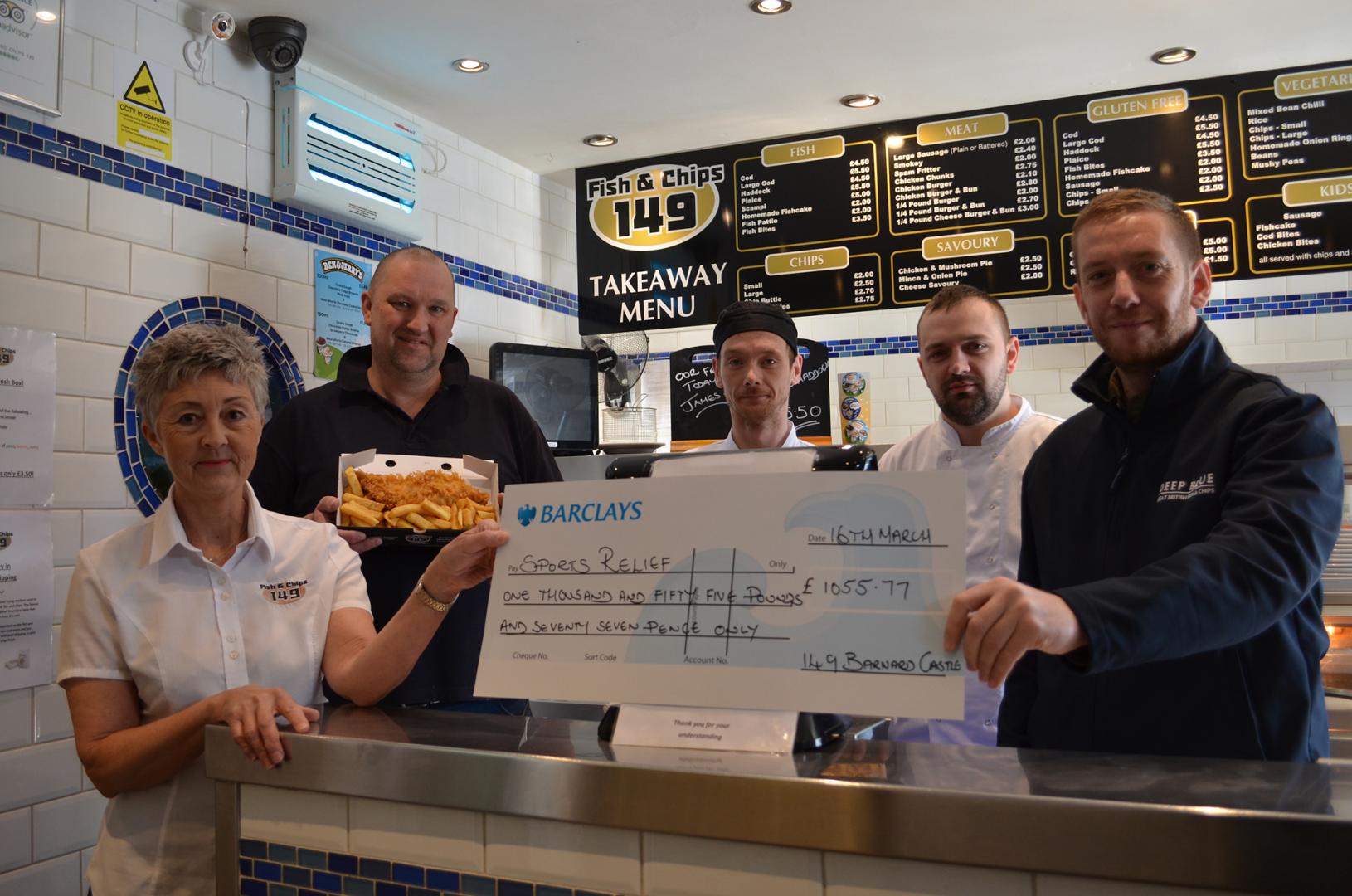 Chip shop fundraisers cook up £1,000 for Sports Relief