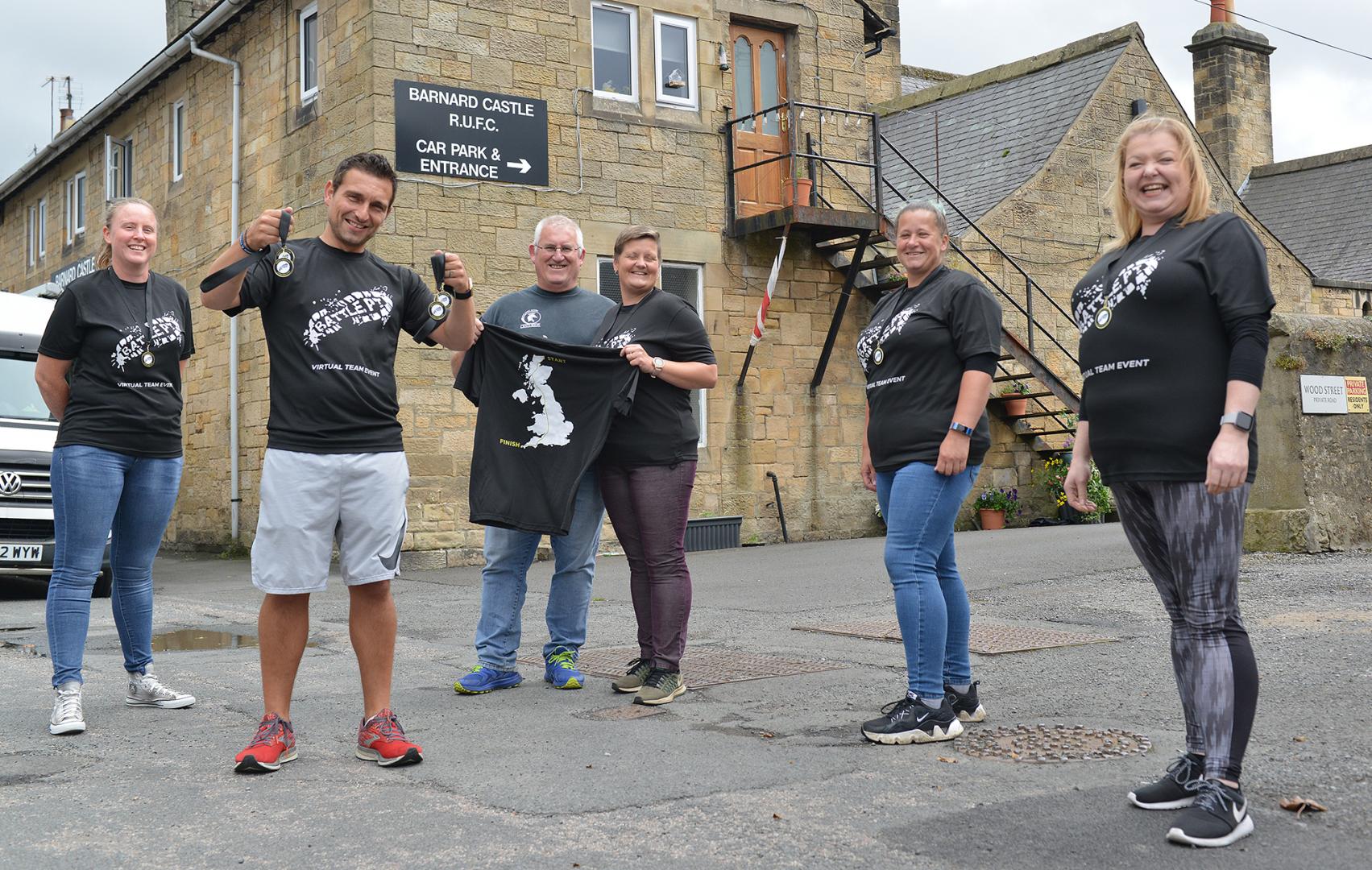 Rugby players earn plaudits for finishing 874-mile relay