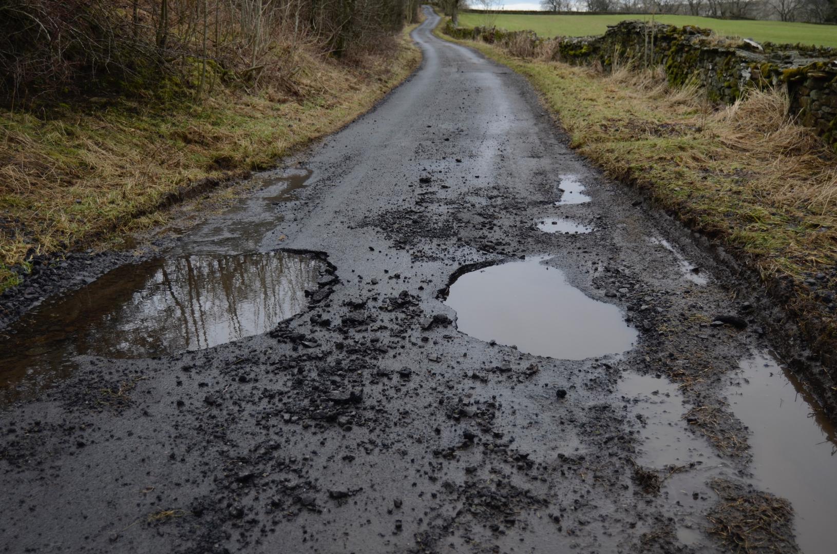 Fury at huge pot holes on rural back roads