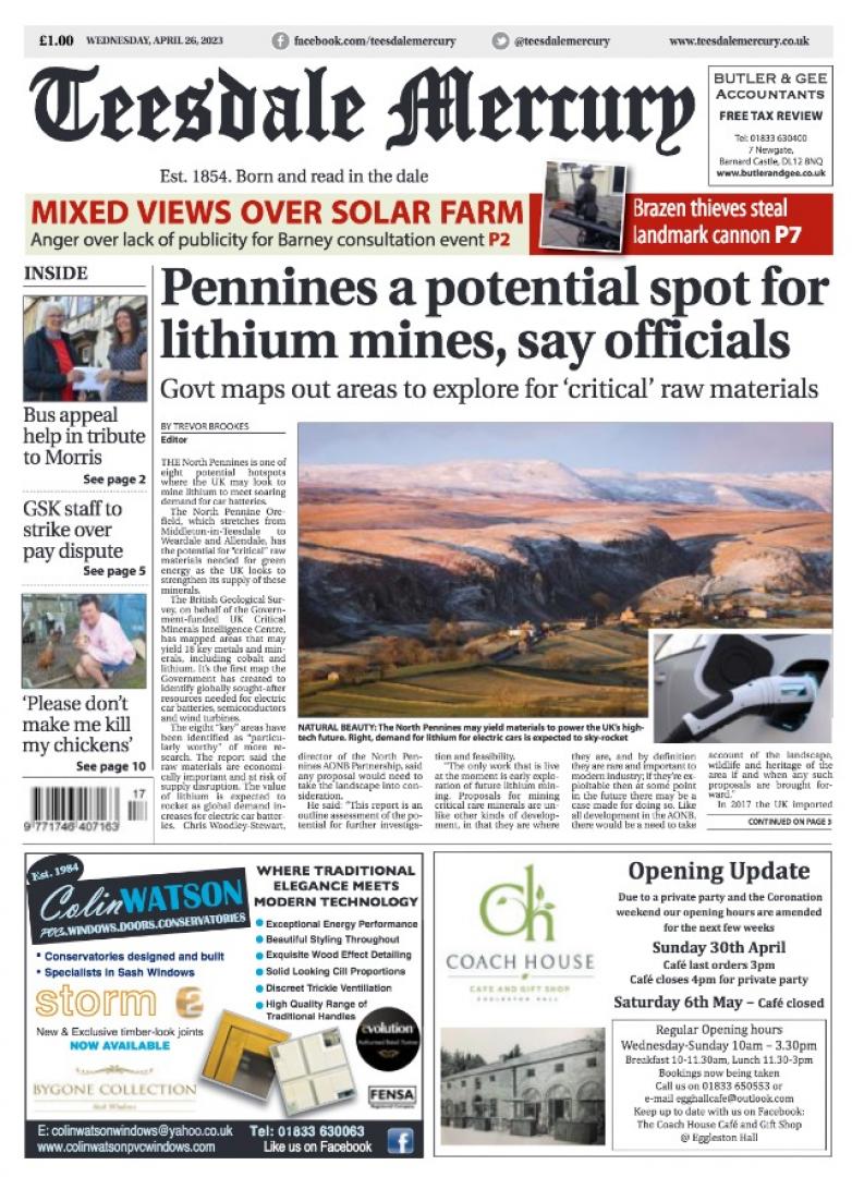 This week’s Teesdale Mercury is out today – born and read in the dale
