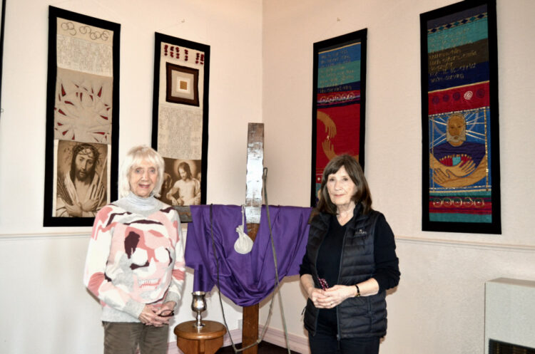 TEXTILE BANNERS: Marie Cadman and Glenys Egglestone have organised the exhibition of banner tapestries never displayed before in County Durham which will be on show at Etherley Methodist Chapel